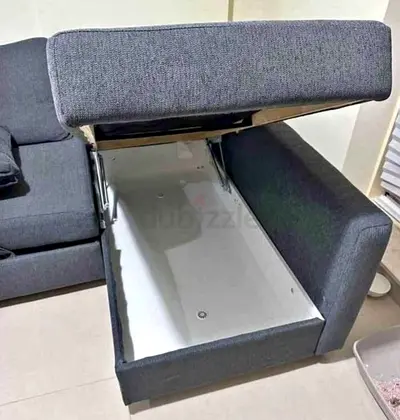 Grey L-Shape Sofa with Storage Compartment