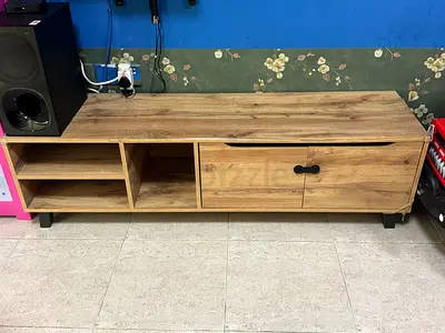 Wooden TV Stand / Entertainment Unit with Open Shelves and Storage
