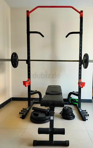 Adjustable Power Rack with Bench and Weight Set