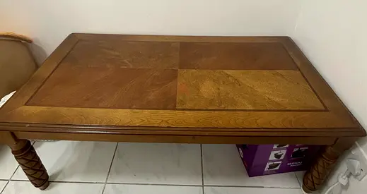 Classic Wooden Coffee Table with Carved Legs
