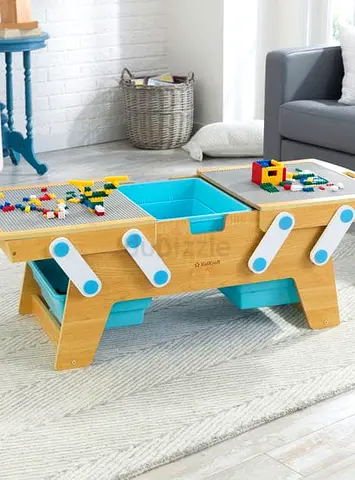 Kidkraft Lego table: Wooden Activity Table with Buildable Lego-Compatible Top and Storage