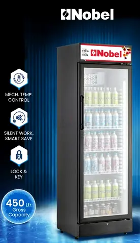 Nobel 450L Single Glass Door Display Refrigerator - Good Working Condition