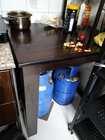 Dark wood kitchen cart / small table with shelf - used