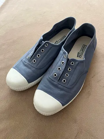 Casual slip-on canvas sneakers, light blue