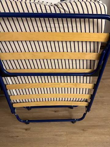 Foldable Single Metal Bed Frame with Wooden Slats - Good Condition
