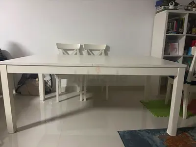 White Extendable Dining Table - Seats 4, Good Condition
