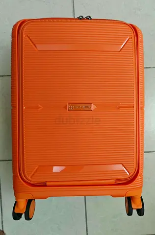 Orange hard-shell cabin suitcase trendy orange with laptop section for easy security check