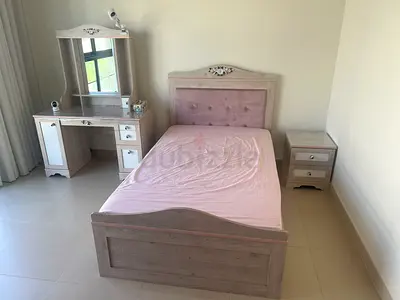 Single Bed with Headboard, Nightstand and Dressing Table - Light Wood, 7 months old