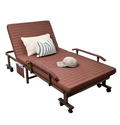 Folding Bed Portable Foldable Bed with Mattress Adult Folding Bed with Wheels Steel Frame Side Pocke