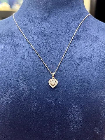 White Gold Heart Pendant Necklace with Details