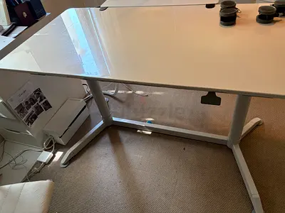 Height-adjustable white standing desk (comes with removable wheels)-120x60cm