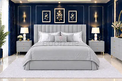 Brand New Grey Upholstered King Bed with storage bed modern style king size bed
