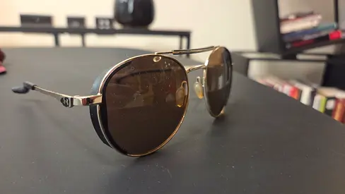 Under Armour round metal sunglasses with side shields