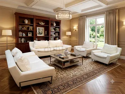 Free Delivery 7 Seater Sofa Set completed Leaghter Persian-style area rug in excellent condition