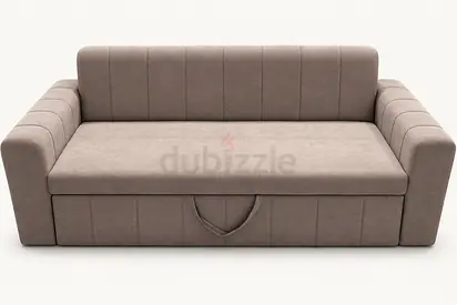 Three-seater convertible sofa with storage - beige