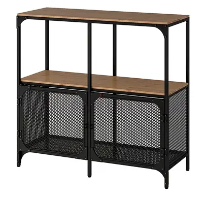Ikea black and brown cabinet shelves