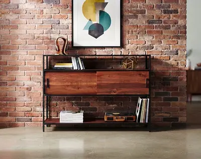 Crate & Barrel Console Shelf with Metal Frame
