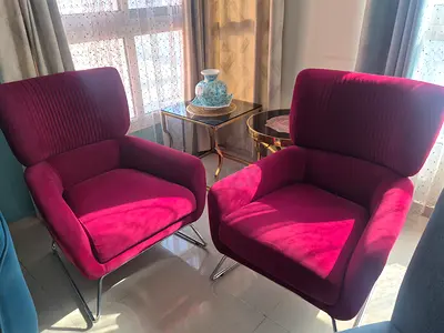 2 chairs for 399 Burgundy Velvet Armchairs