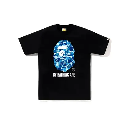 Black BAPE T-shirt with Blue Camo Ape Logo - all size available