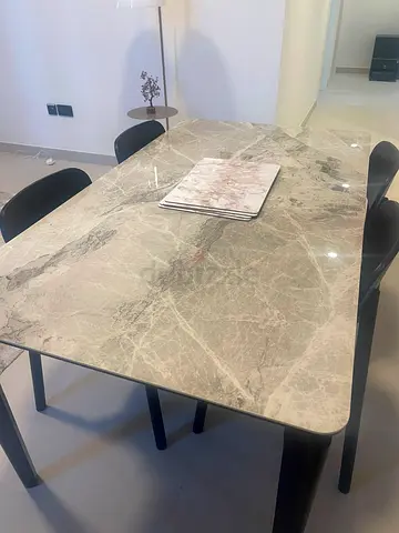 Dining table with marble top and 4 chairs