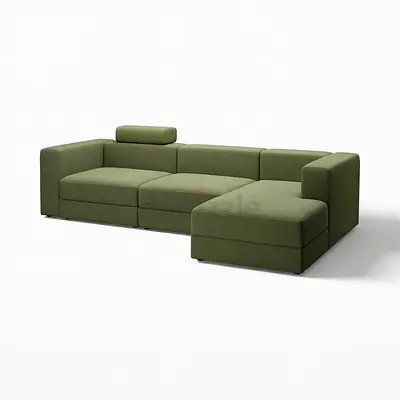 IKEA Green Modular Corner Sofa — 3-Seater with Ottoman