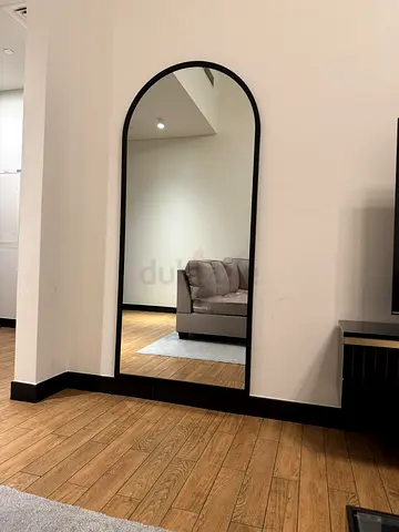 Full-length Arched Wall Mirror with Black Frame - Excellent Condition
