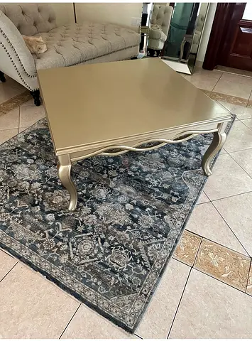 Square Metallic Finish Coffee Table with Curved Legs