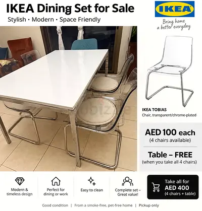 Table and chair for sale