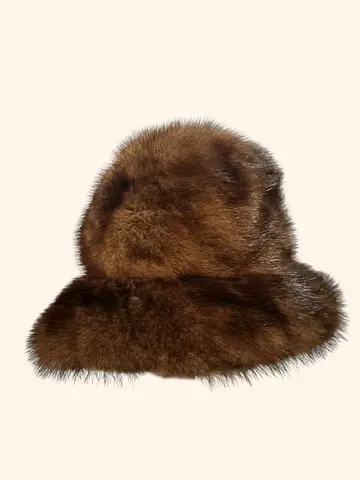 Unique sable colored Swedish mink fur bucket hat - warm winter accessory