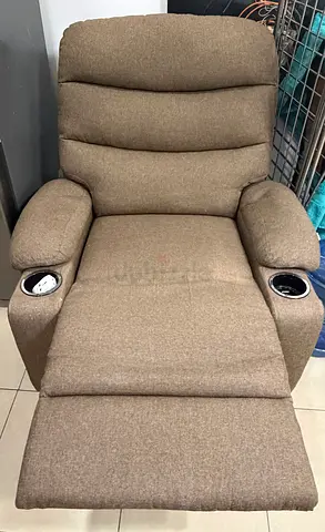Brown Fabric Recliner Armchair - Single Seater