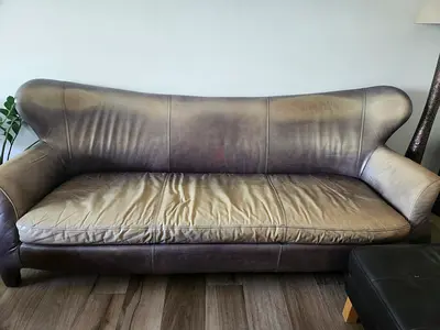 Wingback genuine leather sofa