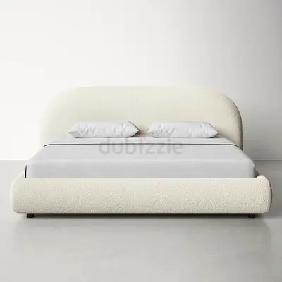 Modern Upholstered Bed Frame with Curved Headboard