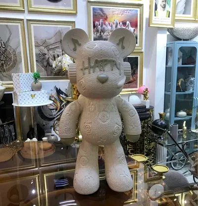 Large Textured Bear Sculpture – 'Happy' Designer Art Figure