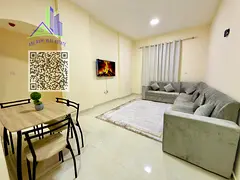An exceptionally luxurious and upscale one-bedroom apartment with a living room, featuring brand-new