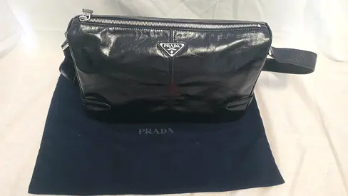 Black Prada leather crossbody/waist bag