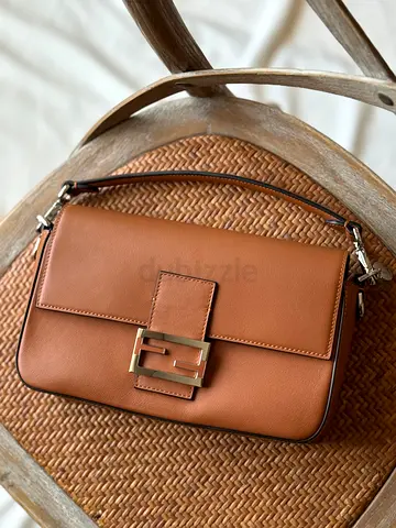 Tan Leather Shoulder Bag with Buckle Detail