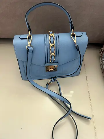 ALDO Light Blue Structured Shoulder Bag with Chain Detail