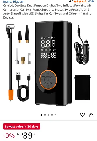 Corded/Cordless Dual Purpose Digital Tyre Inflator