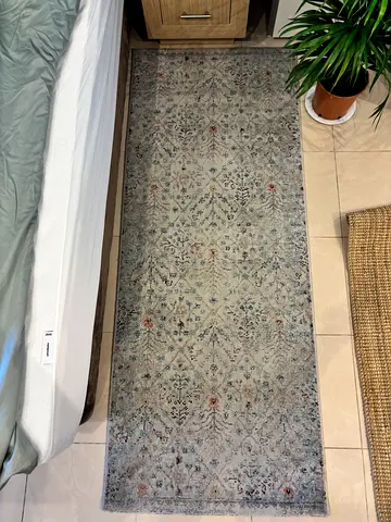 Light blue vintage-style runner rug, 2m x 0.8m, good condition IKEA Romdrup
