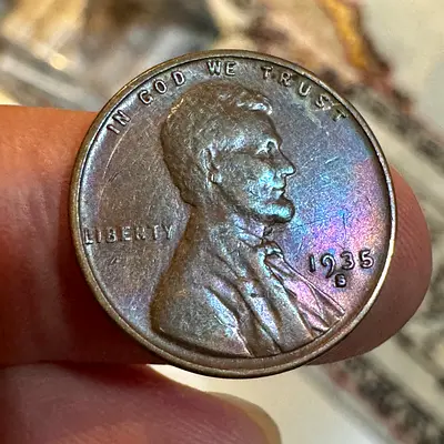 1935-S Lincoln Wheat Cent Beautiful Toning (old antique coins)