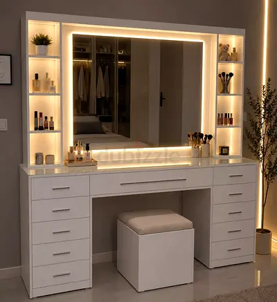 White LED Vanity Dressing Table with Mirror