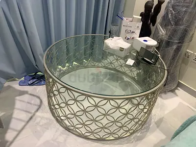 Glass-Top Round Spacious Living Room Table for Sale
