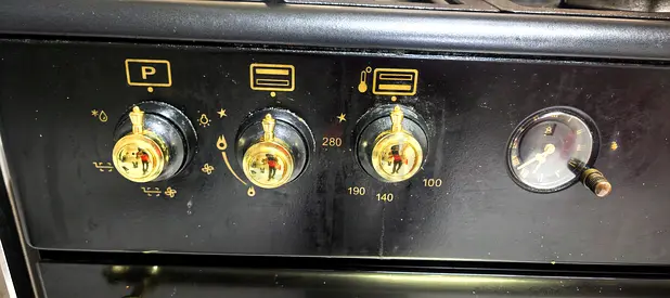 Turkish handcrafted 6 burner cooking range with luxury Italian Parts and Golden knobs
