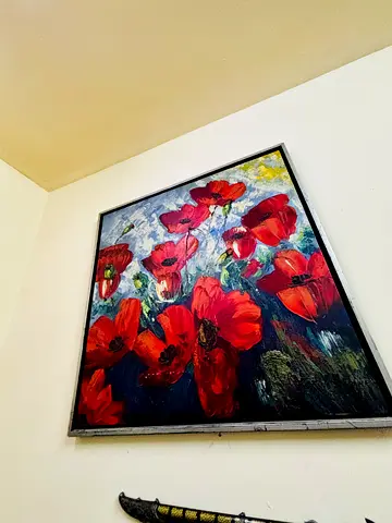 Handmade Red Poppy Oil Painting with Frame
Beautiful