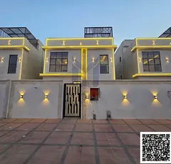 Luxury villa for sale in Al Helio, Ajman. 3 floors with a swimming pool and 5 master bedrooms. Price