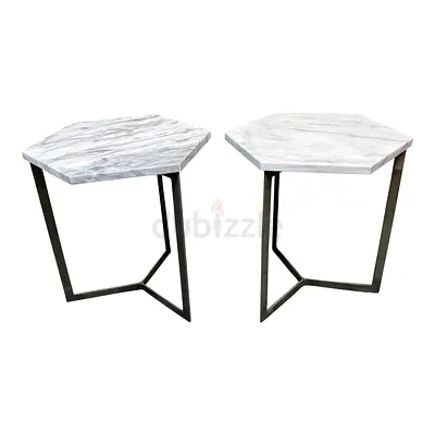 West Elm Hexagonal Marble Side Tables