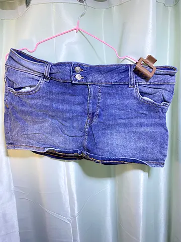 Blue denim mini skirt