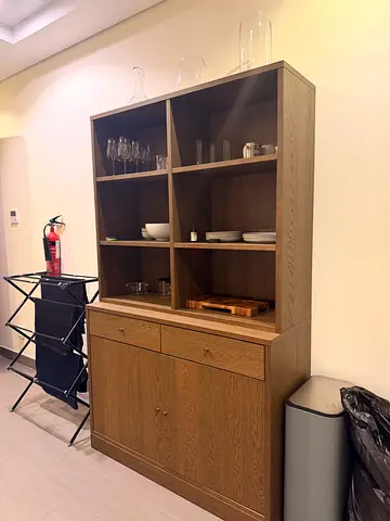 Solid Wood Display Cabinet with Storage Drawers