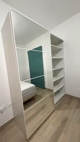 White Sliding Wardrobe with Full-Length Mirror - Good Condition ikea original price 4500