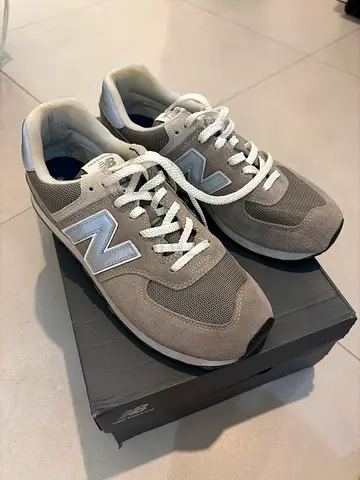 Used New Balance Grey Suede & Mesh Sneakers - Size Unspecified, Good Condition